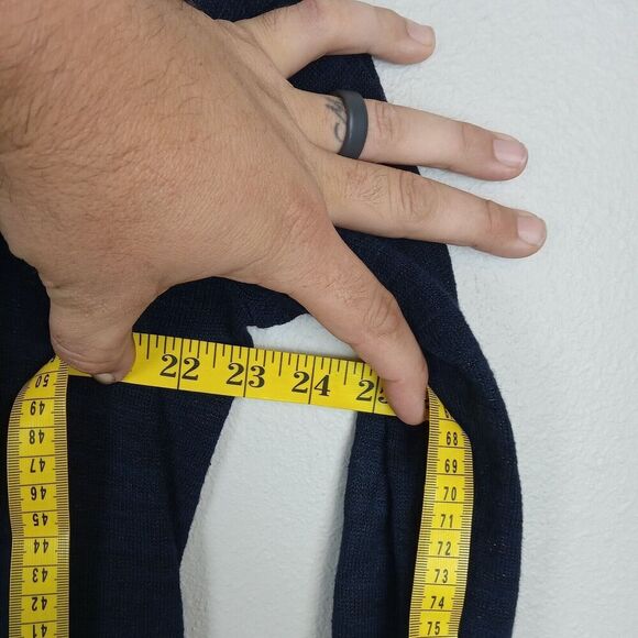 LOU & GREY for LOFT Open Front Sweater Blue Lightweight Cardigan Linen Large - Picture 6 of 7